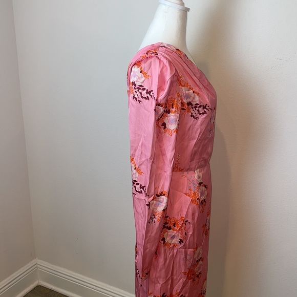 NWT Retail $455 LES RÊVERIES One-Sleeve Floral-Print Matte-Satin Mini Dress - Picture 6 of 9